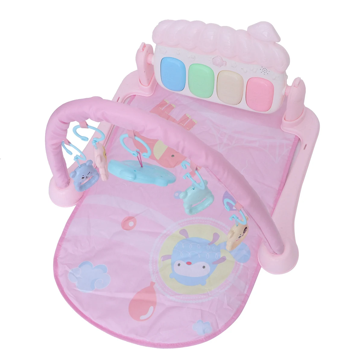 Cartoon Premium Multifunctional Piano Fitness Frame Pedal Piano Music Play Mat Blanket for Newborns Early Education Activity Gym - Цвет: Розовый