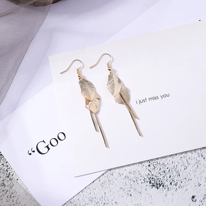 2019 корейские серьги трендовые с кристаллами гинкго длинные дизайнерские