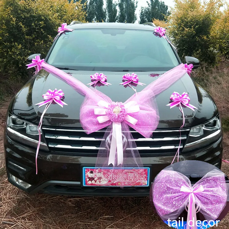 Новое поступление персональный главный и замшевый свадебный автомобиль команда моделирование корейский лук цветы набор украшения Свадебный центр поставки