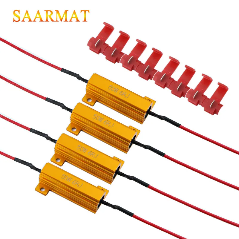 4x 6ohm 50 Вт нагрузочный резистор Canbus Анти Мигающие декодеры для светодиодный лампы