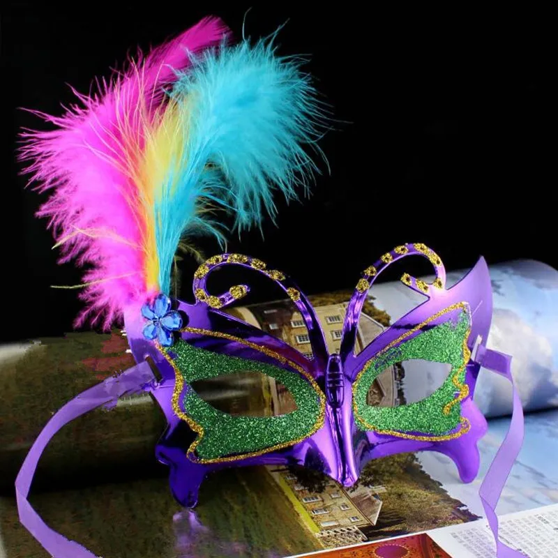 Kids Adults Colorful Feather Butterfly Mask Princess Half Face Ball Masquerade Mardi Gras Party Halloween Christmas|Аксессуары для