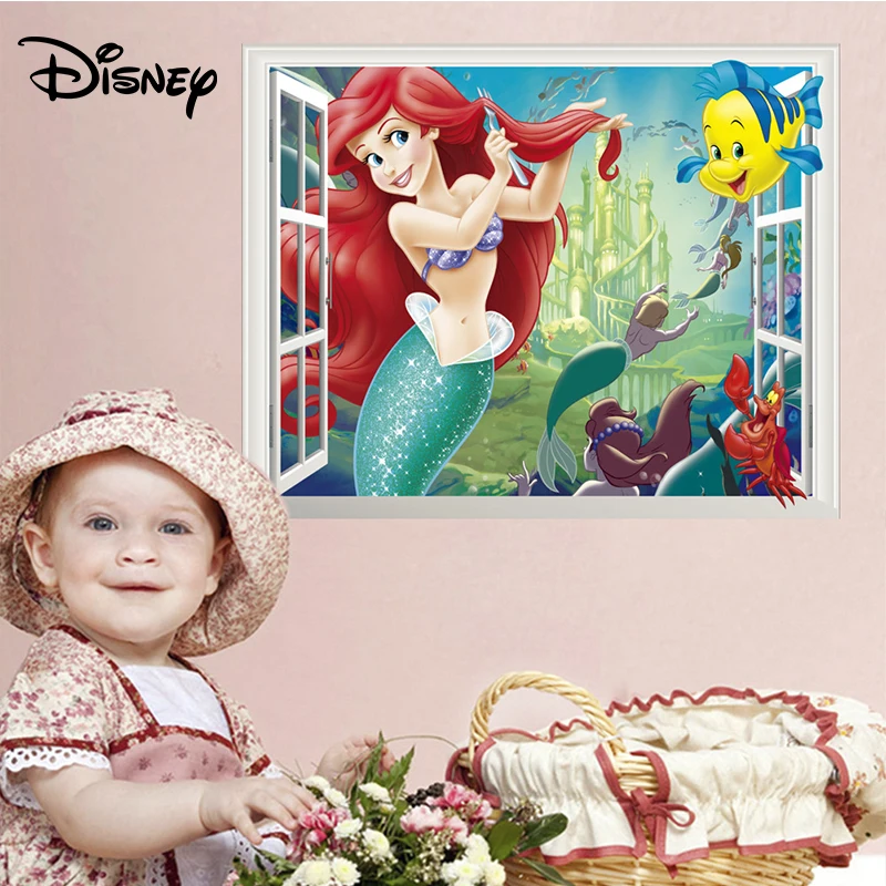 Стикер Disney милый наклейка с русалкой стикер спальня Детский фон стены Принцесса