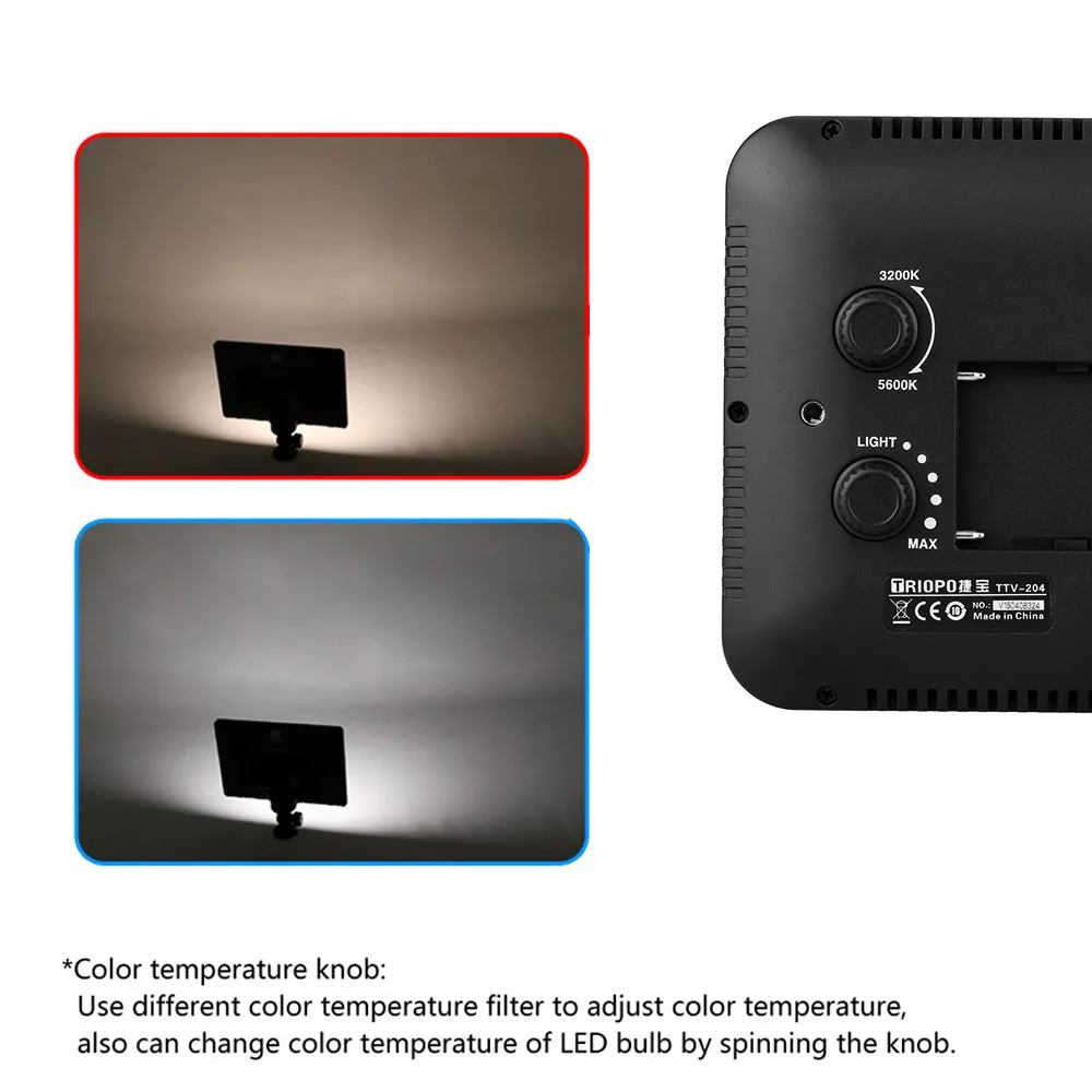 Triopo TTV-204 светодиодный видео Камера видео Лампа для Canon цифровых зеркальных фотокамер Nikon Камера видеокамеры для sony NP-F NP-FM NP-H Батарея