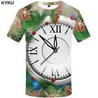 KYKU, футболки с рождественской елкой, мужские футболки с рождественским принтом, футболка с принтом часов, 3d футболки с яблоком, Повседневная забавная футболка, Homme, короткий рукав