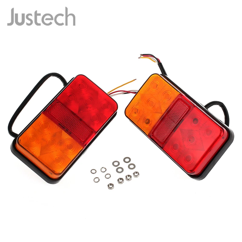 Justech 1 пара 12 в задний стоп светодиодный фонарь задний тормозной индикатор для грузовика Ван трейлера Ute Caravan красный и желтый свет лампы