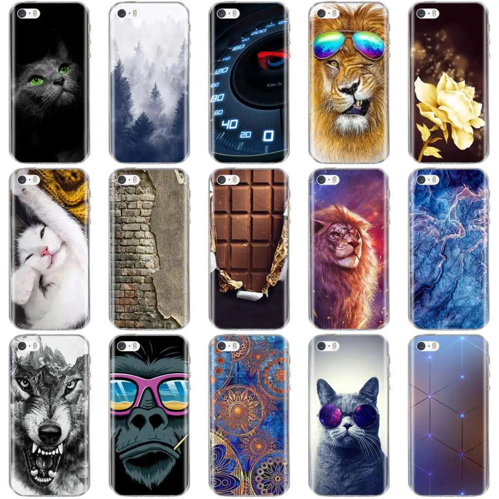 4 0 дюймовый чехол для iPhone 5S силиконовый мягкий 5 3D милая модная сумка SE чехлы