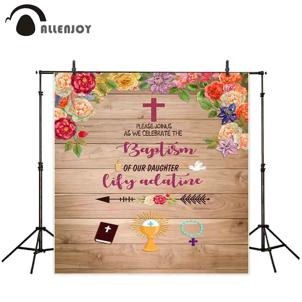 Allenjoy крещение фон для фотосъемки деревянный цветок крест на заказ Библейский