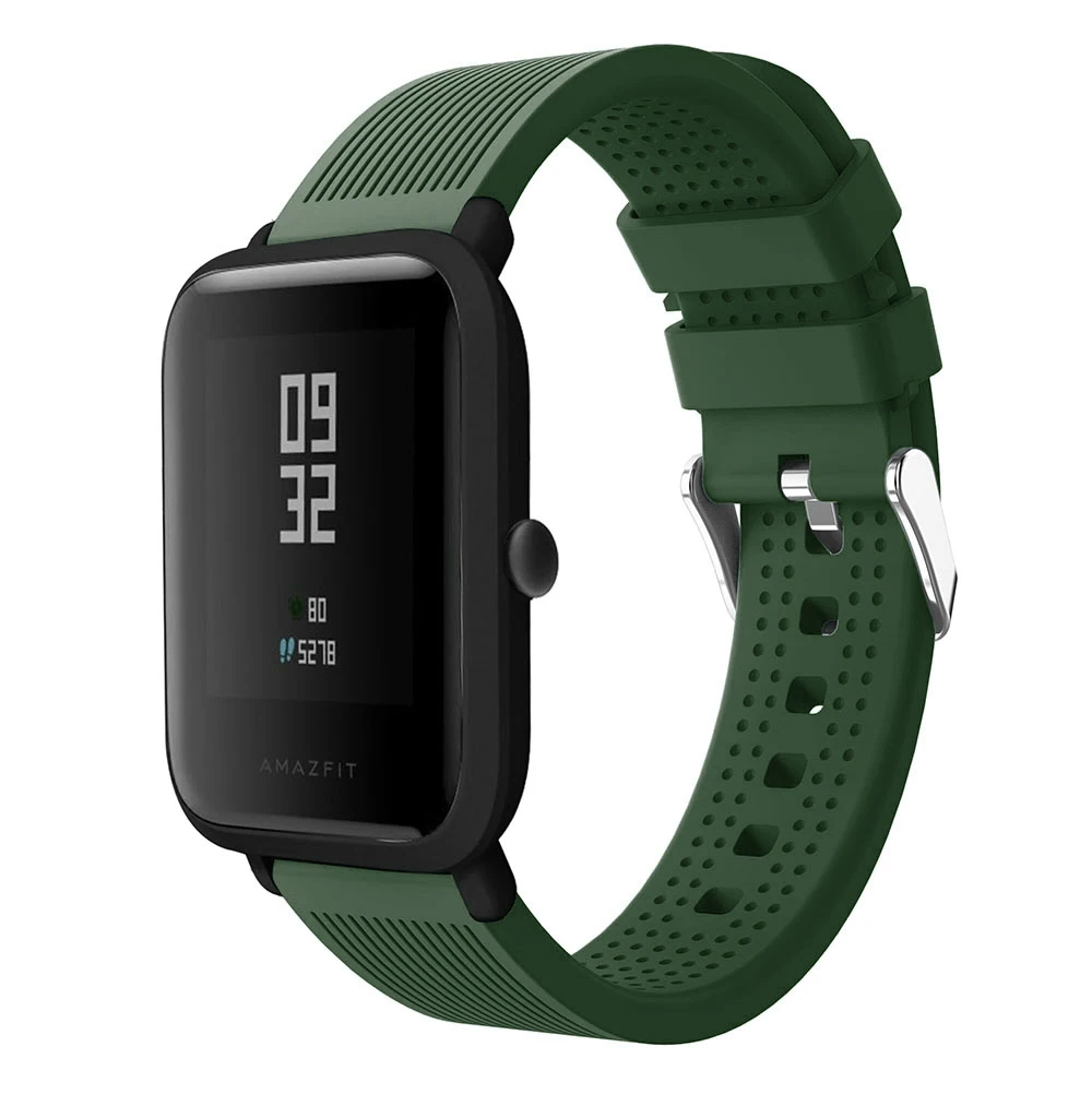 Army green 20 мм силиконовый ремешок для часов Xiaomi Huami Amazfit Bip BIT PACE Lite Молодежный умный ремешок для часов спортивный браслет ремешок на запястье водонепроницаемый - Цвет ремешка: Army green
