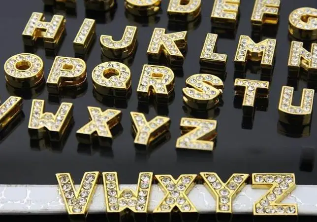 1300pcs 10mm A--Z Alphabets DIY--Gold Color Slide letters Charms Fit Pet collar Wrist band | Украшения и аксессуары