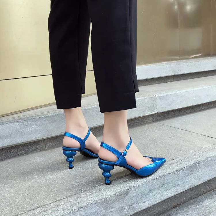 PXELENA Design 2019 Summer Trendy Women Sandals Strange High Heels Genuine Cow Leather Party Dress Office Ladies Shoes Clear Hot | Обувь