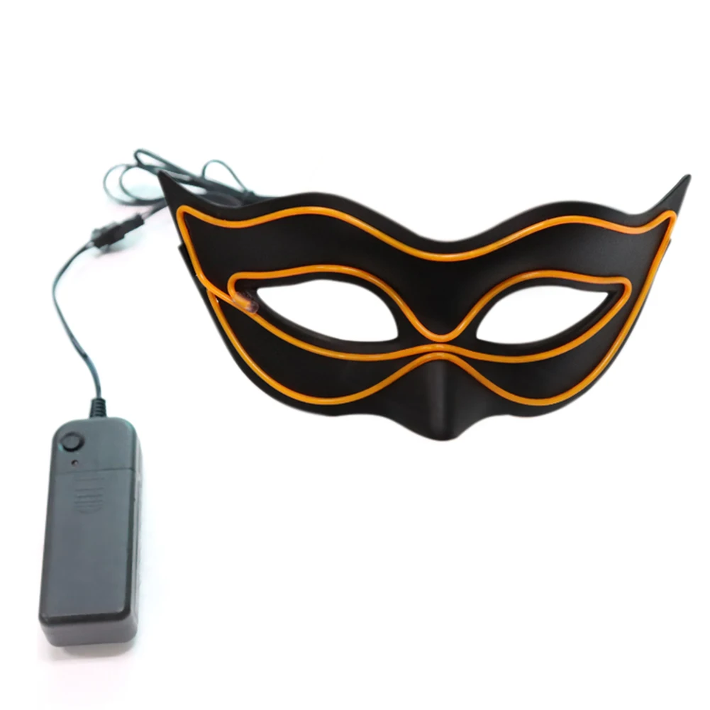 Yellow 8 цветов светящаяся маска холодный свет V-Mask бар костюм для караоке мяч вечерние Хэллоуин маска на лицо светодиодные очки Прямая - Цвет: Yellow