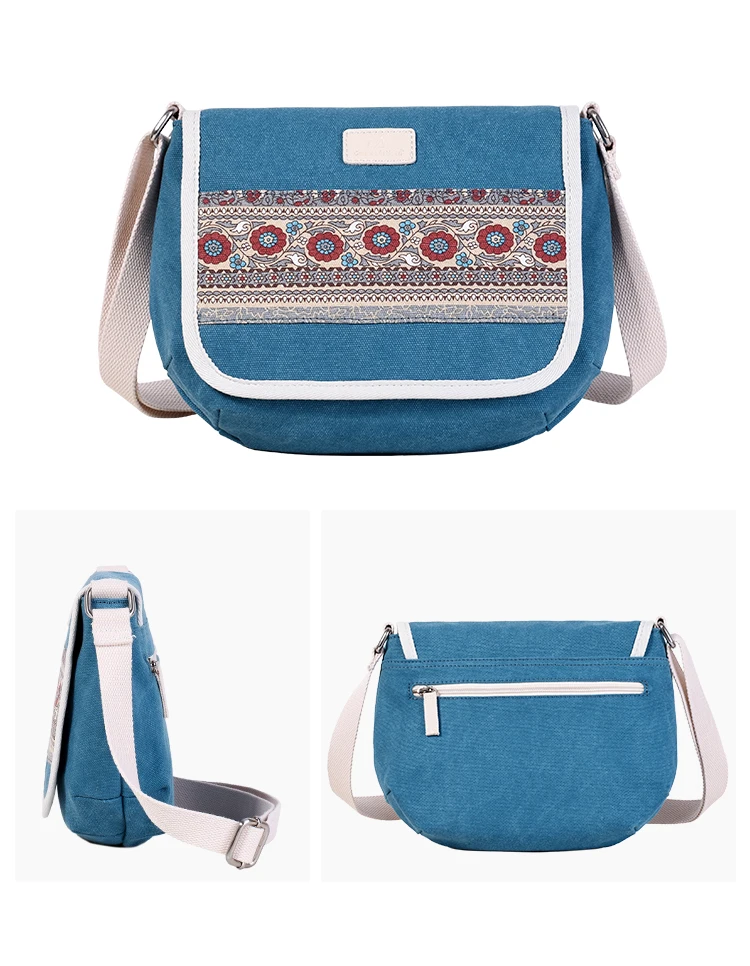 Canvasartisan new women shoulder bag floral casual messenger bag vintage cotton canvas bags female small travel crossbody bag