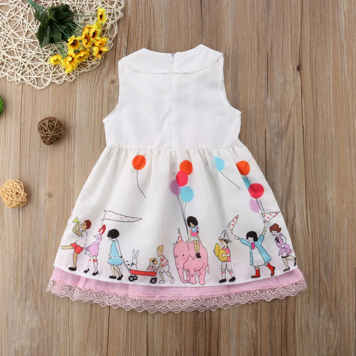 2018 г. милое платье для новорожденных девочек с круглым воротником кружевным