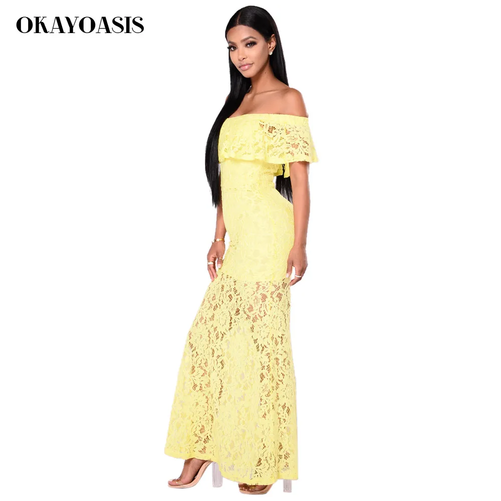 OKAYOASIS Летние Стильные сексуальные женские макси платья с открытыми плечами