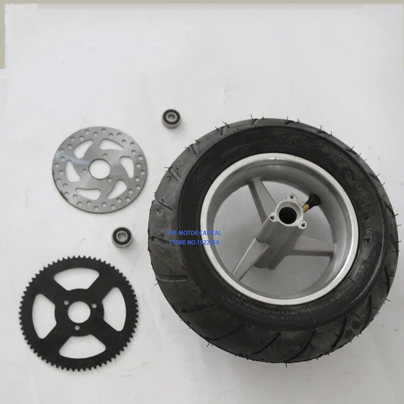 Size110/50-6.5 vacuum tire Rear Wheels with Brake Disc rear sprocket for 47cc/49cc 2 stoke Mini pocket bike 90/65-6.5wheel& dis