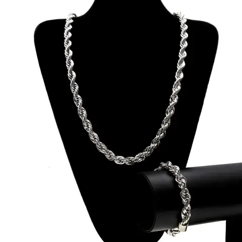 Золото и серебро Цвет 6 мм/1 см веревка Chain Установить для Для мужчин и Для женщин Золотая цепочка Цепочки и ожерелья Высокое качество панк веревку цепи