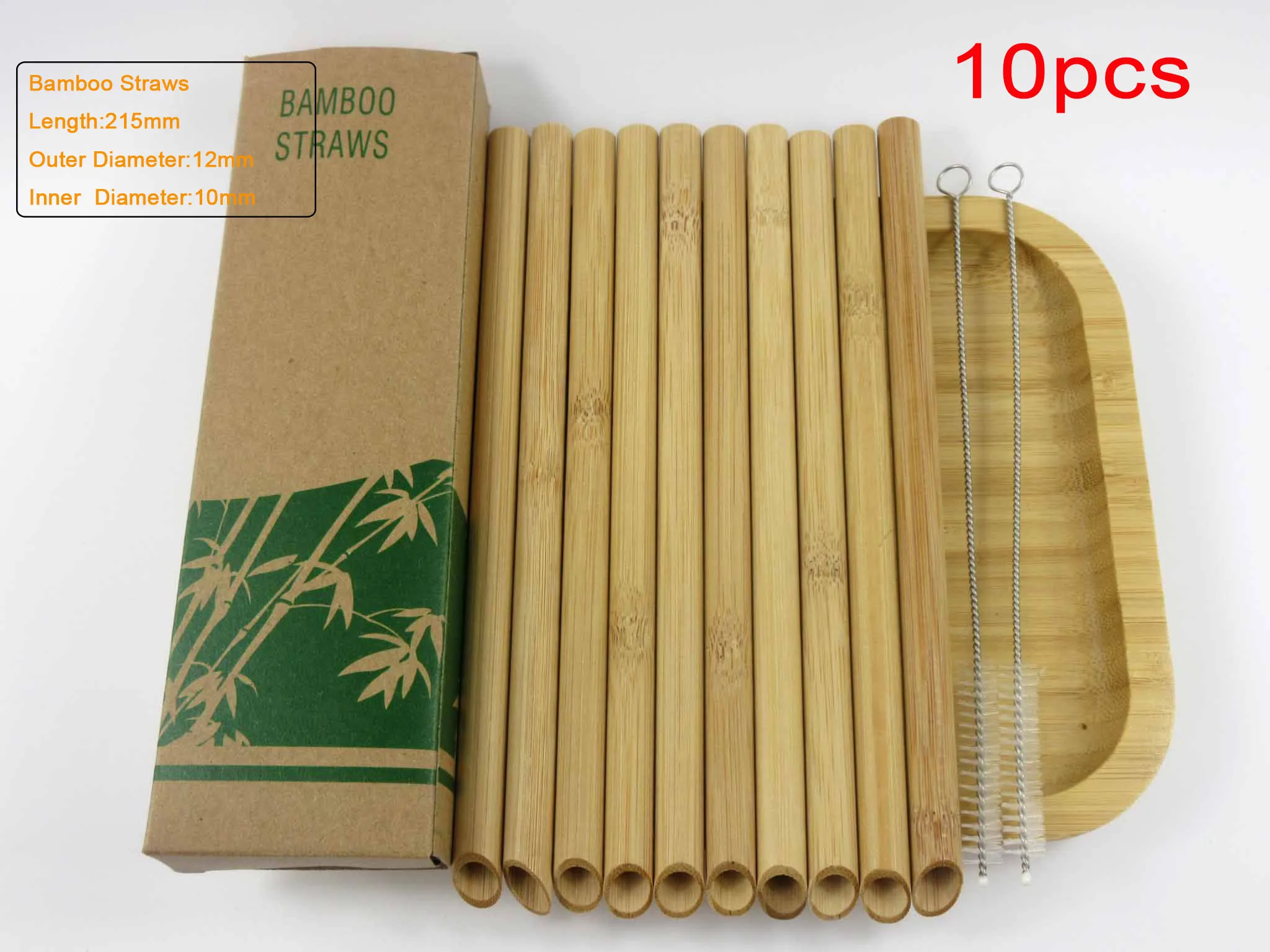 10pcs 100 шт Экологичные многоразовые соломы 21,5 см карбонизированные бамбуковые соломинки для смузи остроконечные Кофе Молоко питьевой соломы - Цвет: 10pcs