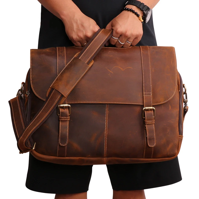 Мужские сумки через плечо из воловьей кожи деловой портфель натуральной мужские