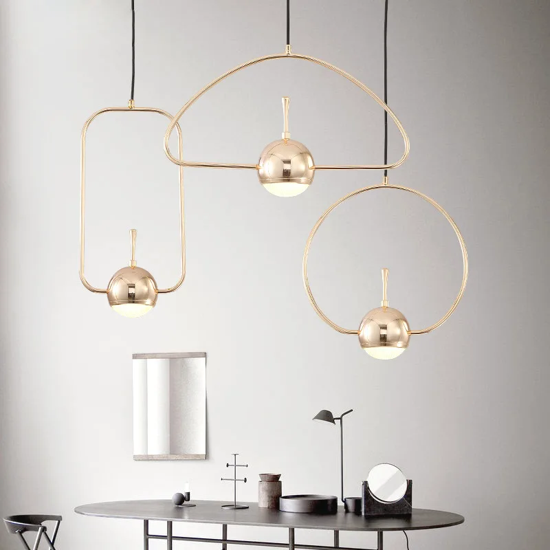 

Golden Post Modern Dining Pendant light Simple Nordic Chandelier Living Room Dining hall Lamp Personality Creative pellet Glass