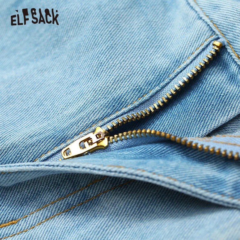 Женские джинсовые ковбойские шорты ELF SACK однотонные светло голубые свободные на