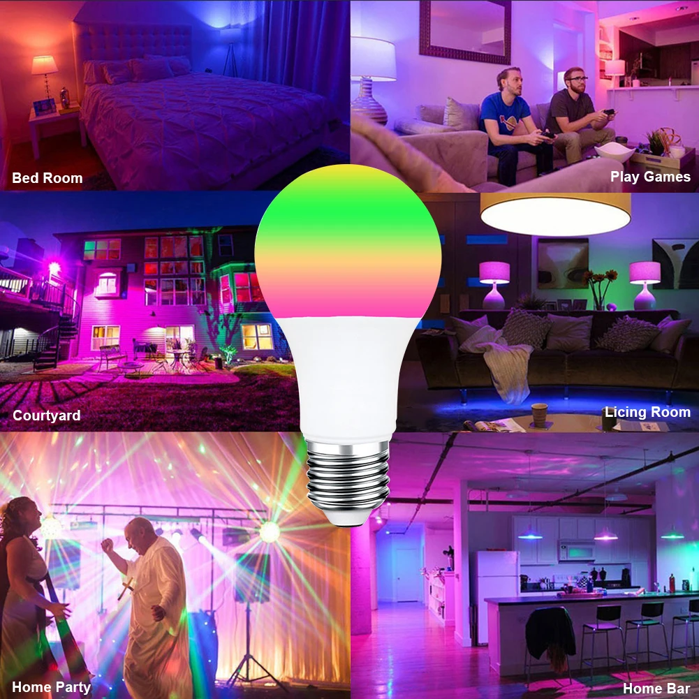 E27/B22 Smart WiFi светильник лампы голосового Управление RGB Энергосберегающие