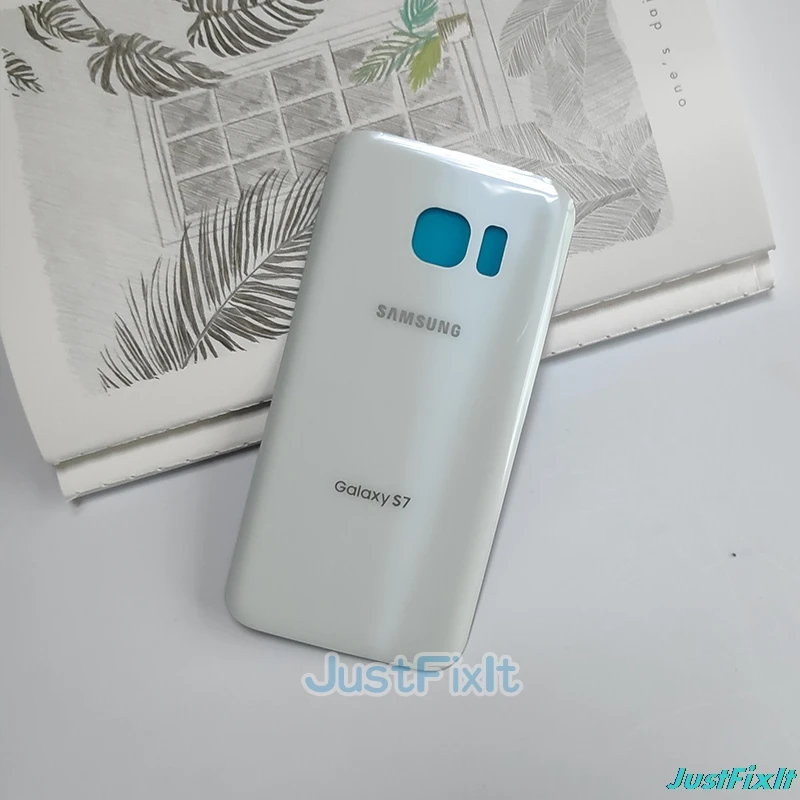 Для SAMSUNG Galaxy S7 G930F Задняя крышка батареи задняя крышка стекло Корпус чехол замена крышка батареи - Цвет: white