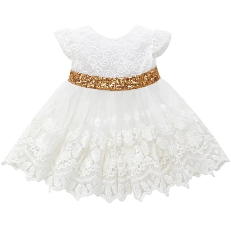Одежда для малышей свадебное платье девочек с узором и бантом кружевное