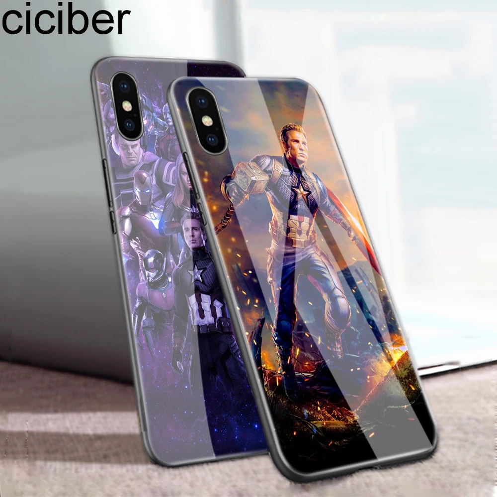 Ciciber Marvel Железный человек для iPhone 11 Pro Max X XR XS MAX 7 8 6 6S Plus стеклянные Чехлы задняя
