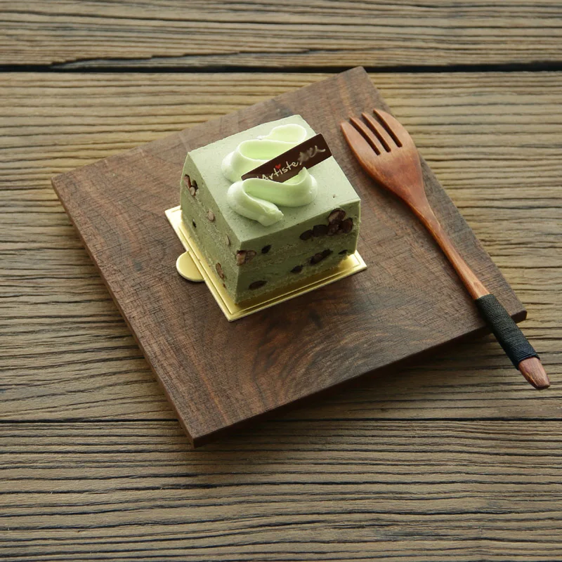 Rectangle Wood Texture Tray For Coffee Shop Hotel Office Tea Set Cup Coaster Handmade Wooden Tray For Snake Cake Dessert