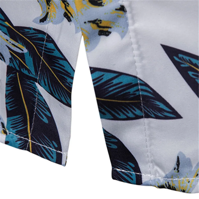 Covrlge Men's Summer Polyester 3D Floral Print Shirt Turn-down Collar Short-sleeved Single Breasted Shirts Beach Shirts MCS092