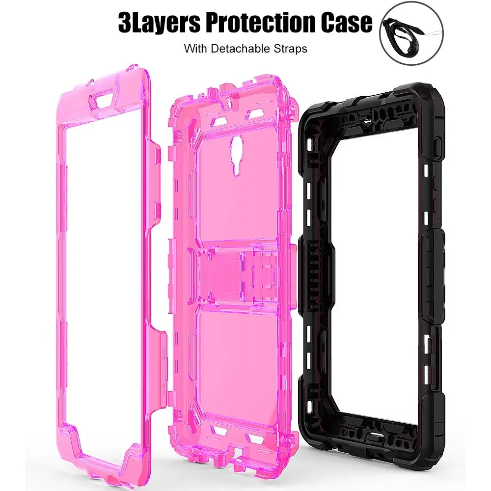 Case For Samsung Galaxy Tab A 8.0 T380 T385 3 Layers Shockproof Protective Armor Cover with Detachable Straps |