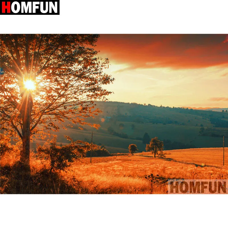Алмазная 5D картина HOMFUN закат вышивка крестиком из квадратных/круглых страз