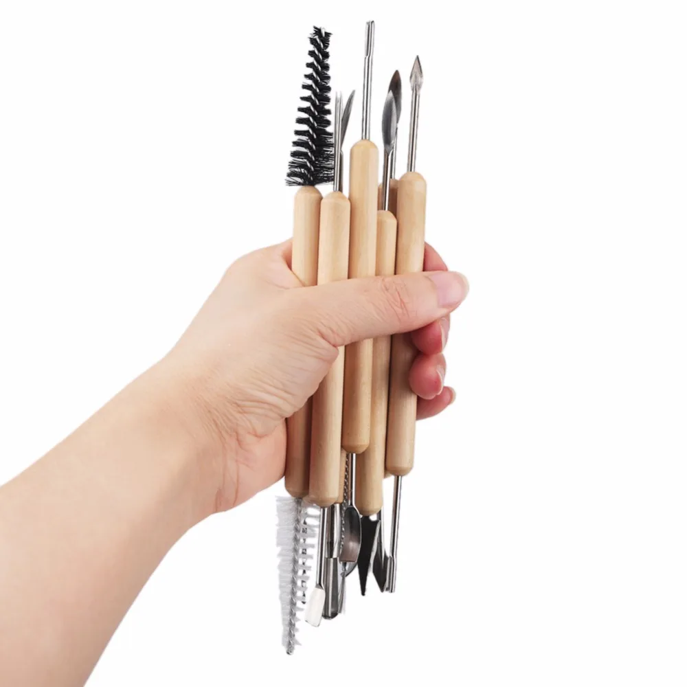 11 шт./компл. DIY глина Craft Инструменты деревянной ручкой Воск гончарная Скульптура