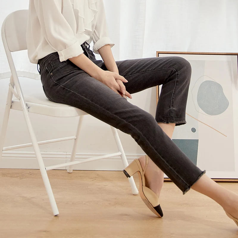 Женские джинсы-клеш LEIJIJEANS, черные и белые повседневные мягкие джинсы со средней талией, модель 9009 большого размера на весну