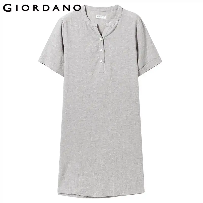 Giordano/женское летнее платье женское крутое льняное Хлопковое с короткими