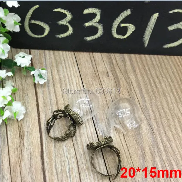 Бесплатная доставка 20 компл./Лот 20*15 мм стеклянный шар и серебряное кольцо