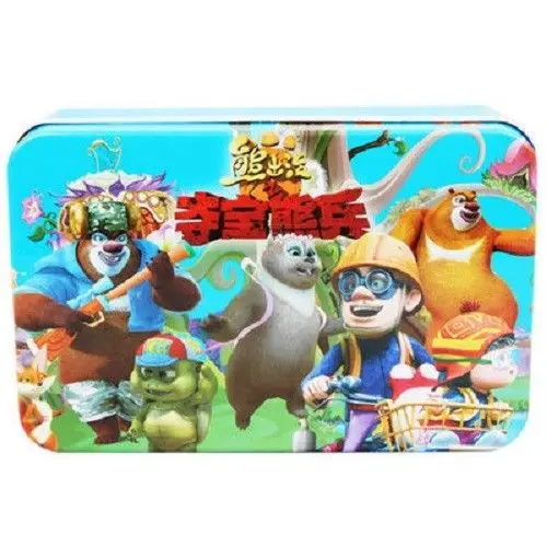 Bear-60pcs Монтессори деревянная настольная игра-головоломка штук с металлической коробкой 60/100/200 шт. Juguetes IQ образования детей 3 лет с принтом Бэтмена из мультфильма животное - Цвет: Bear-60pcs