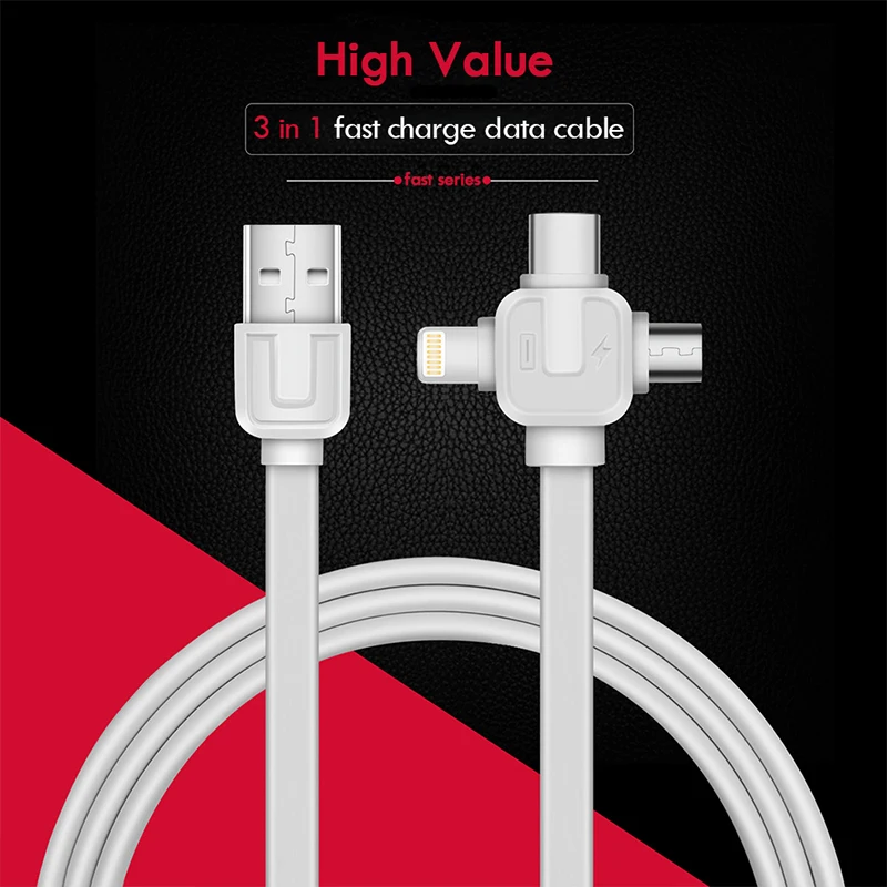 NOHON TPE 3 в 1 USB кабель для передачи данных iphone 8 Plus X XS MAX XR Быстрая зарядка