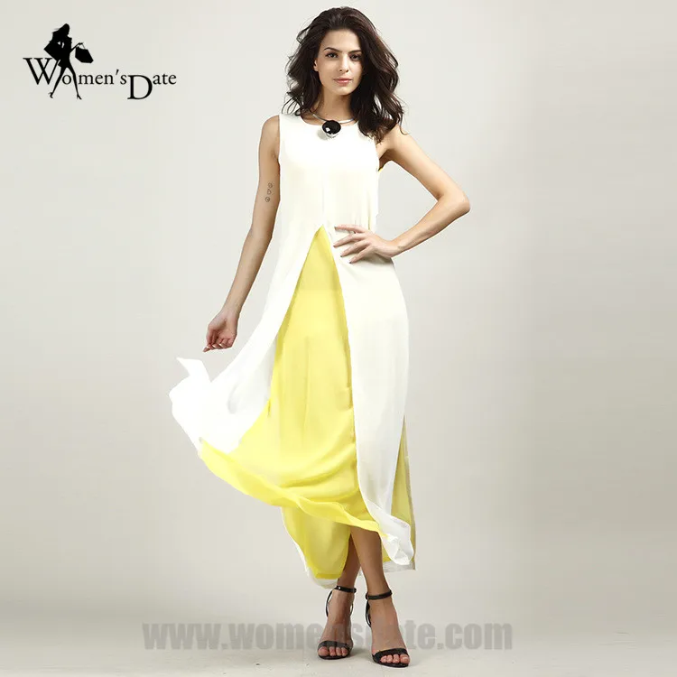 WomensDate 2017 Весна Лето Женщин Dress Сращивания Сексуальные Платья Бич Лонг Плюс Размер