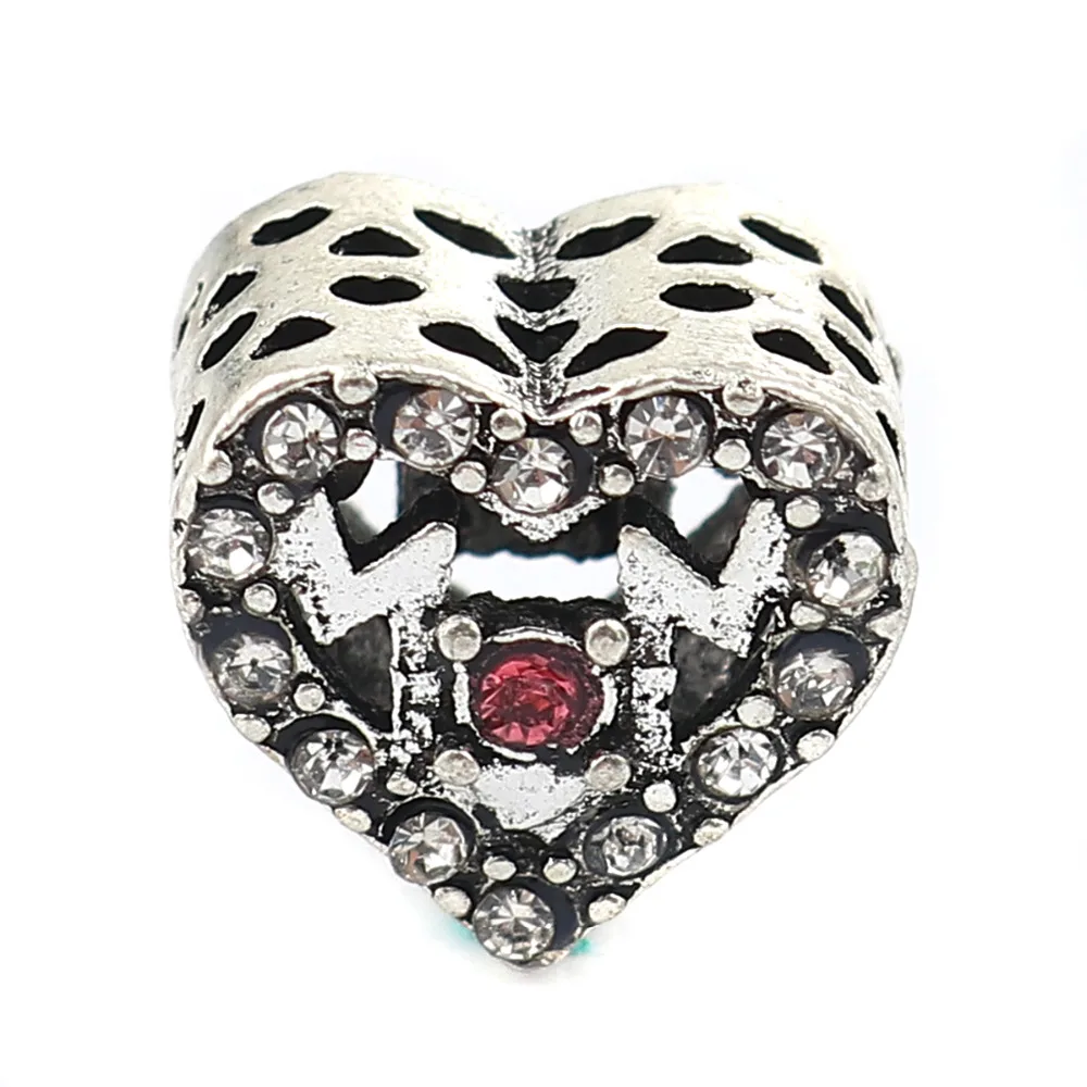 Европейский стиль очаровательные бусины с большим отверстием в форме сердца
