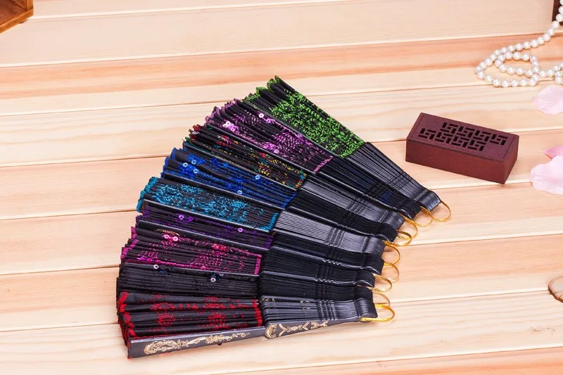 (50 шт./лот) Новые Модные блестки веер с принтом в виде Павлиньего пера ручной