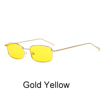Gold Yellow Ralferty, тонкие маленькие прямоугольные солнцезащитные очки, женские металлические Квадратные Солнцезащитные очки, мужские золотые и черные очки, винтажные Ретро солнцезащитные очки D5104 - Цвет линз: Gold Yellow