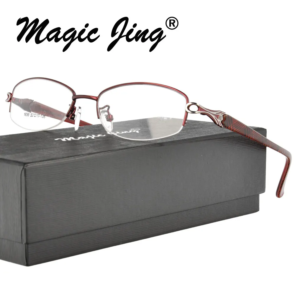 

Magic Jing металлические полуобода очки для близорукости RX оптические оправы для женщин 1839
