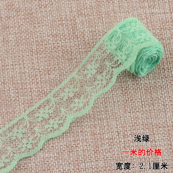 light green 21 мм Тканое хлопковое кружево одностороннее рукоделие вышитая сетчатая отделка DIY шитье занавеска Ремесло Украшение хлопок отделка кружевная лента - Цвет: light green