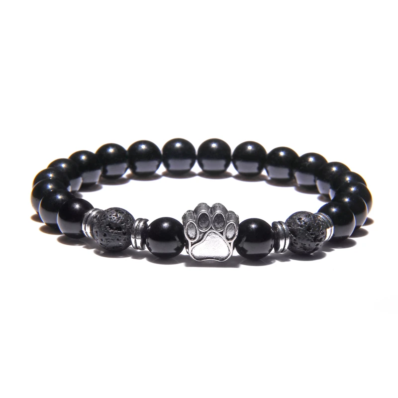 2019 классический лев браслет мужской моды 8 мм Лава камень ручной работы