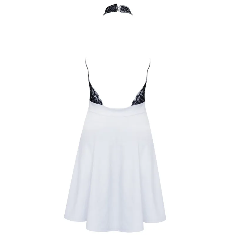 Женское короткое Кружевное платье с открытой спиной без рукавов|skater dress|dress