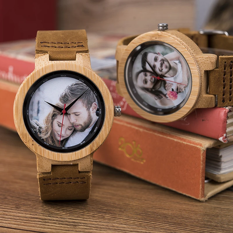 BOBO BIRD персональная фотопечать Relogio Masculino индивидуальный логотип деревянные часы с подарочной коробкой Прямая