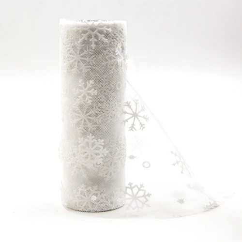 White 10yardX15cm Кристальный Тюль прозрачная органза белая Снежинка Рождественский элемент для настольного бегуна домашний сад украшение для свадебной вечеринки - Цвет: White