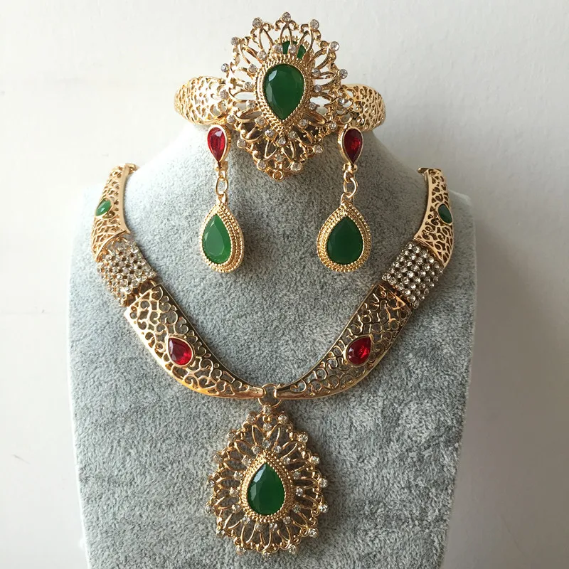 2018 Новый 4 шт./компл. год продаж Марокко Ювелирные наборы Мода Rhinestone 24 К золотой