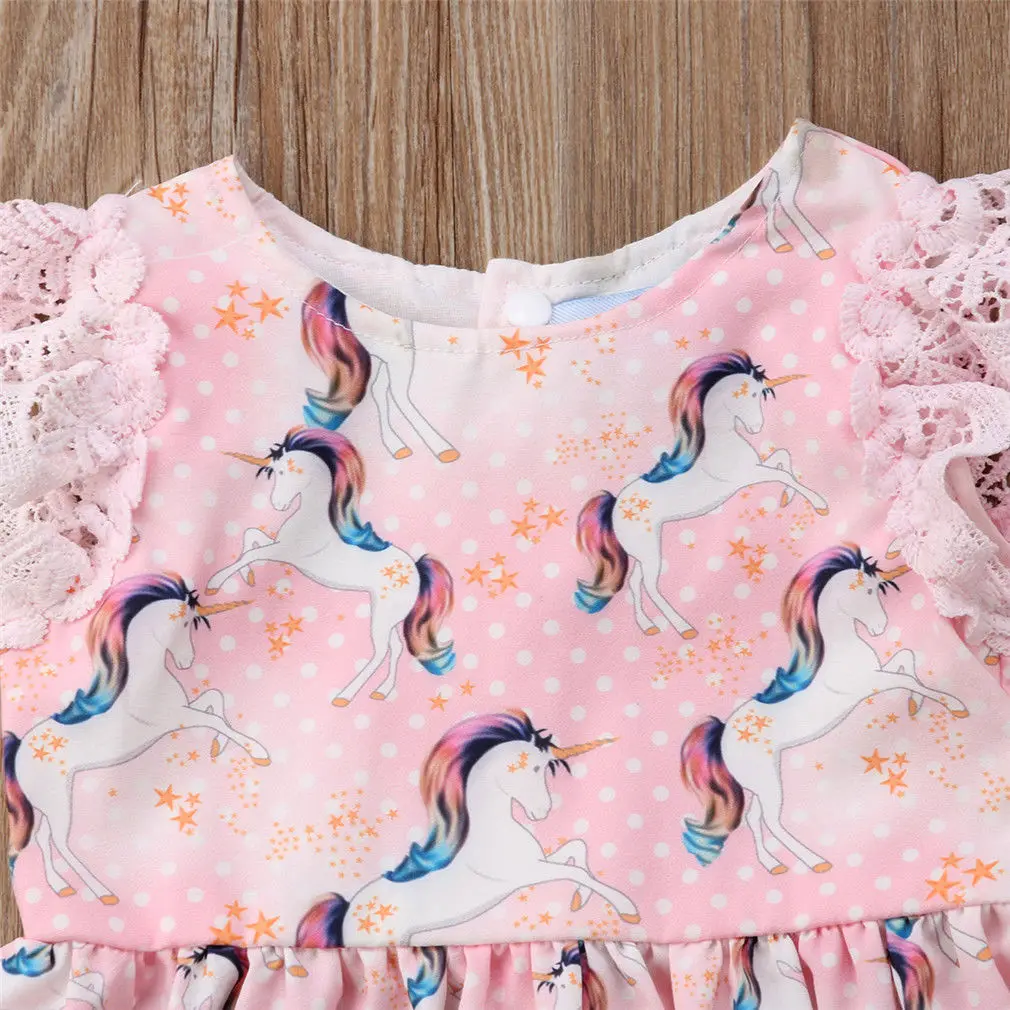 Kid Baby Girls Lace Cartoon Unicorn Party Pageant Tutu Dress Sundress Clothes pudcoco 2018 lovely autumn Dresses | Детская одежда и